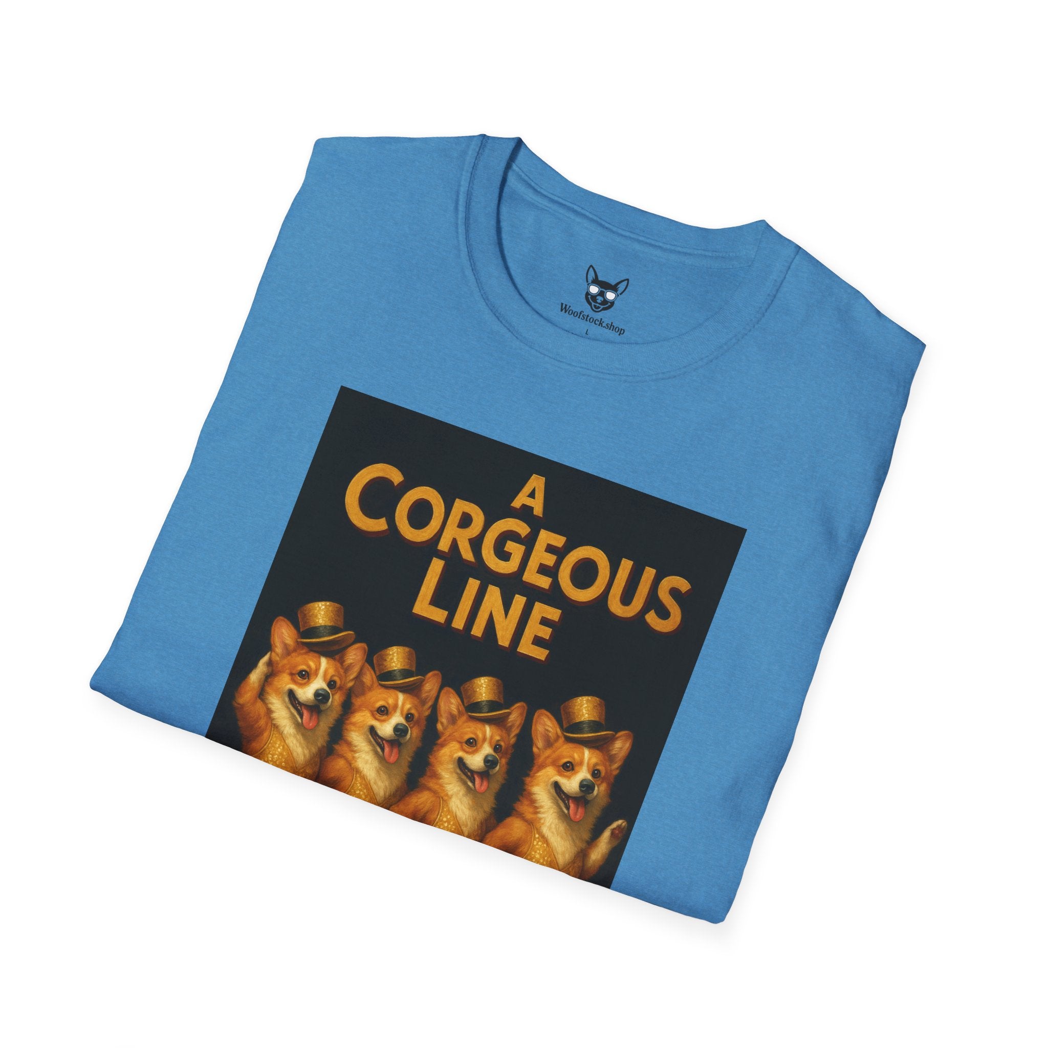 A Chorus Line Broadway Poster Dog Parody Unisex Softstyle T-Shirt -- Funny Tee for Broadway and Dog Lovers